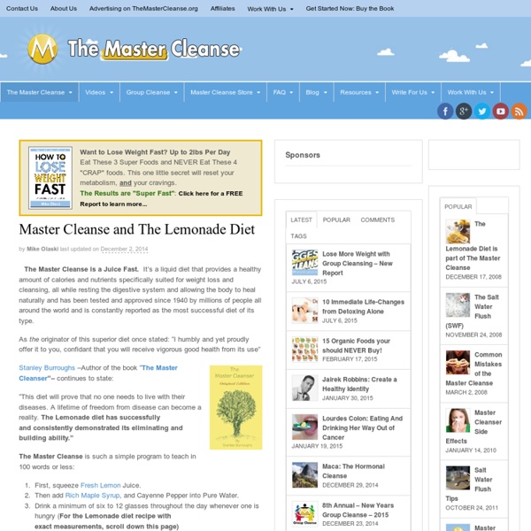 The Master Cleanse Directions and Ingredients to the Lemonade Diet