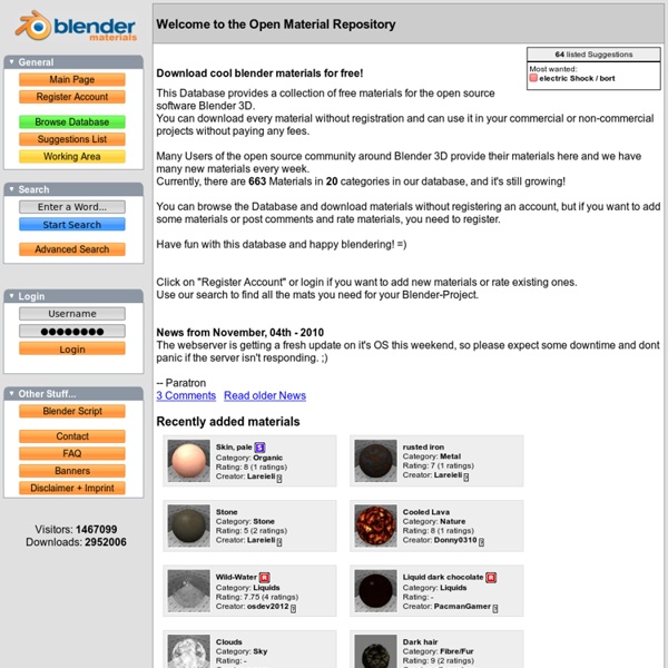 Blender Open Material Repository - download blender materials/shaders for free!