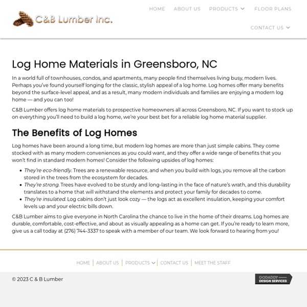 Log Home Materials in Greensboro, NC
