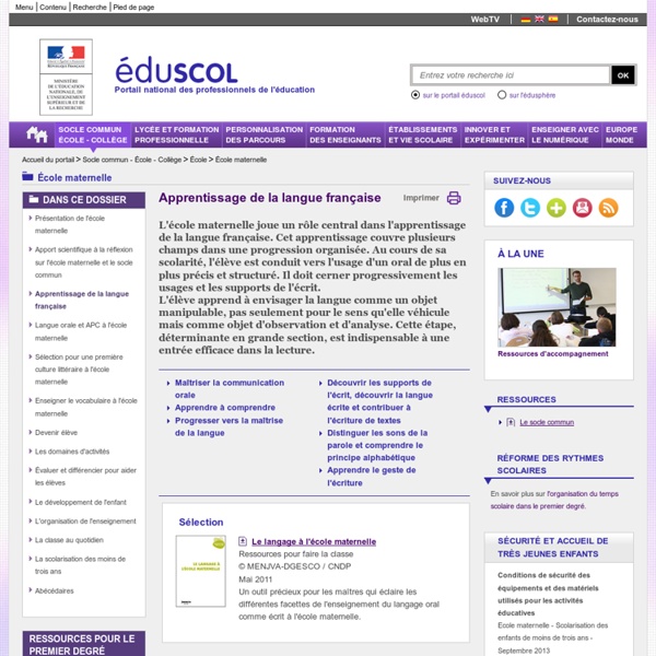 École maternelle - Apprentissage de la langue française