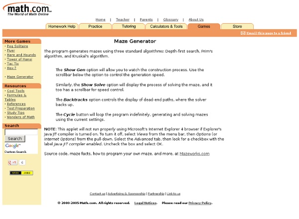 Math.com Maze Generator