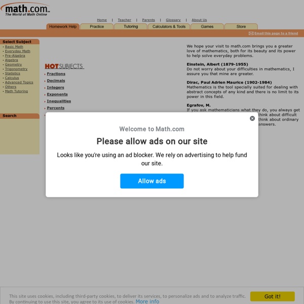 Math.com - World of Math Online