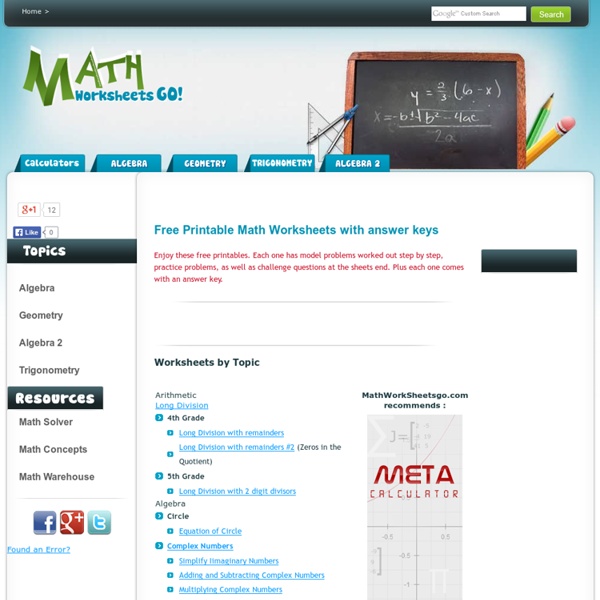 Math Worksheets Go! Free Printable Math Worksheets!