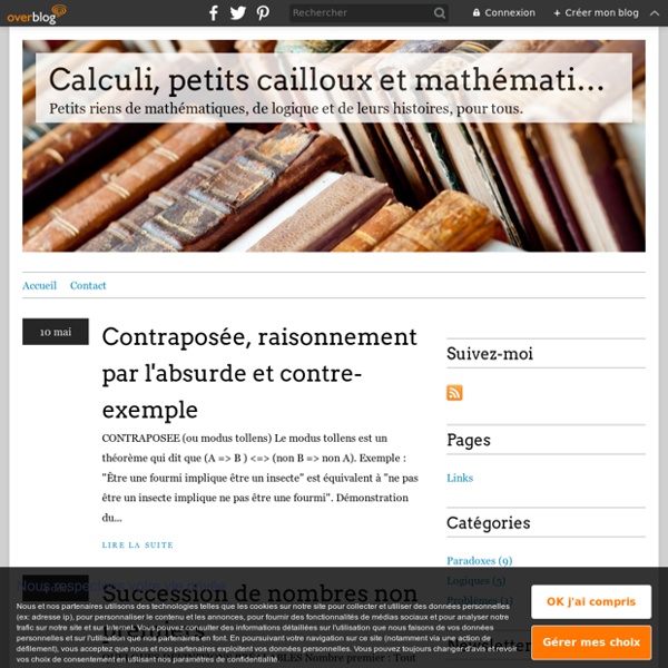 Calculi, petits cailloux et mathématiques - Petits riens de mathématiques, de logique et de leurs histoires, pour tous.