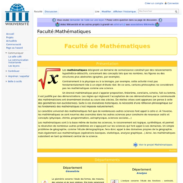 Faculté:Mathématiques — Wikiversité