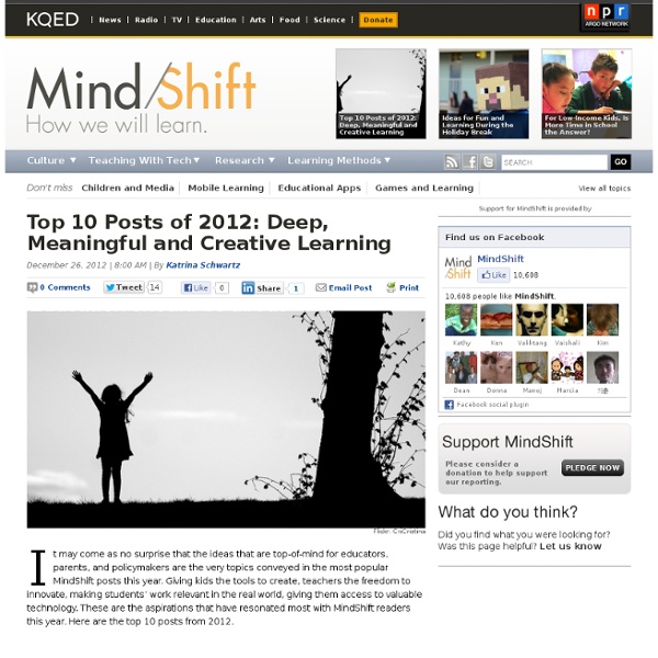 Top 10 Posts of 2012: Deep, Meaningful and Creative Learning