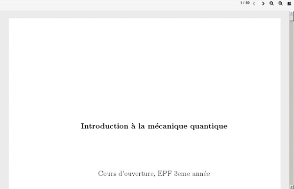 Introduction Mécanique Quantique Cours - fabien.besnard