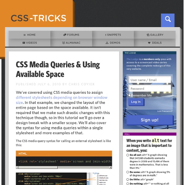 CSS Media Queries & Using Available Space