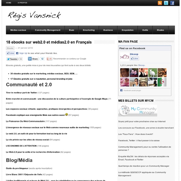 18 ebooks sur web2.0 et médias2.0 en Français