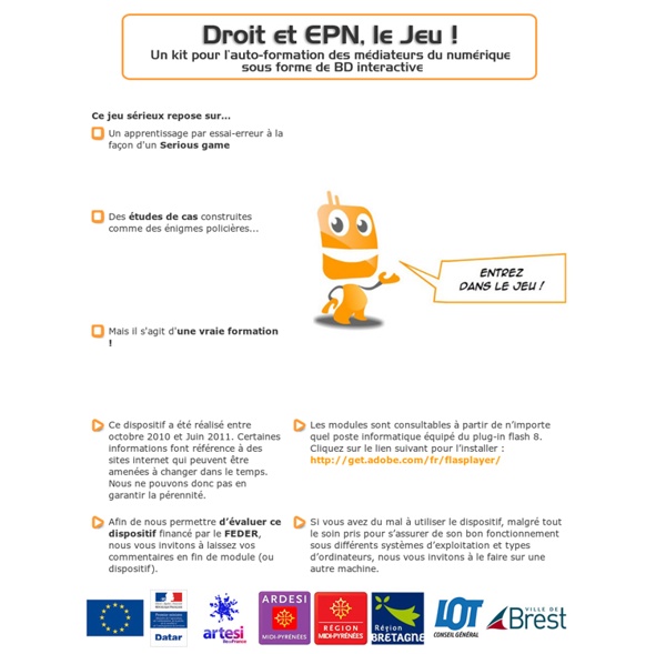 Droit et EPN, le Jeu ! Un kit pour l’auto-formation des médiateurs du numérique sous forme de BD interactive