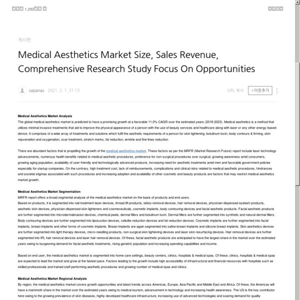 Medical Aesthetics Market.. : 네이버블로그
