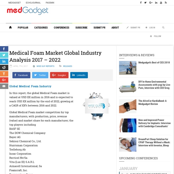 Medical Foam Market Global Industry Analysis 2017 – 2022