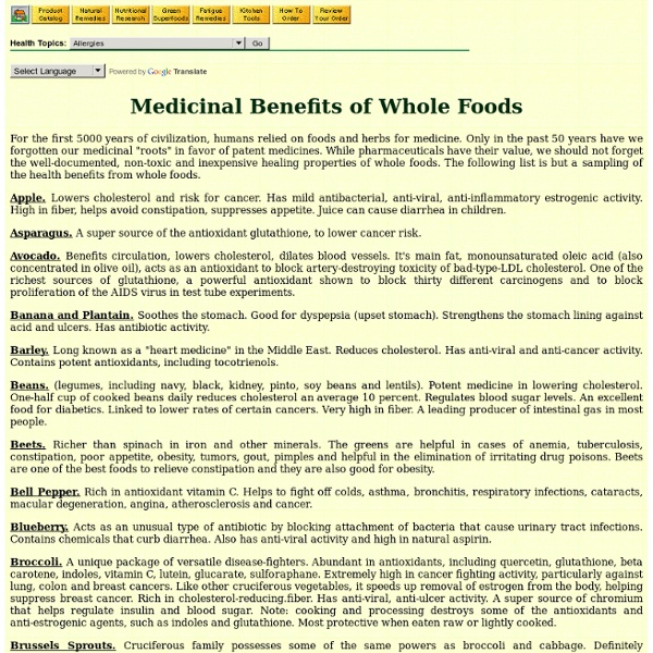 Medicinal Value of Whole Foods