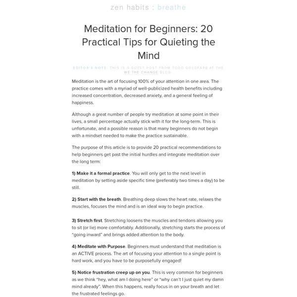 Meditation for Beginners: 20 Practical Tips for Quieting the Mind