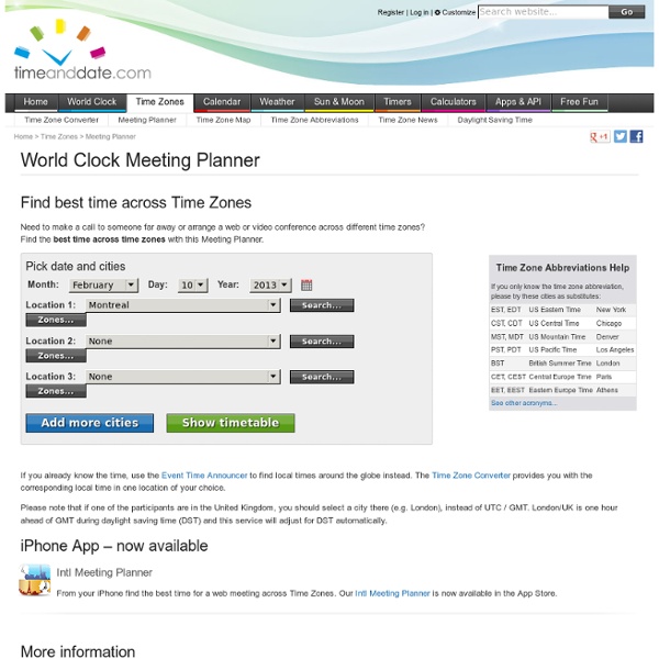 Meeting Planner – Find best time across Time Zones