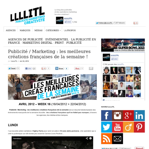 Publicité / Marketing : les meilleures créations françaises de la semaine