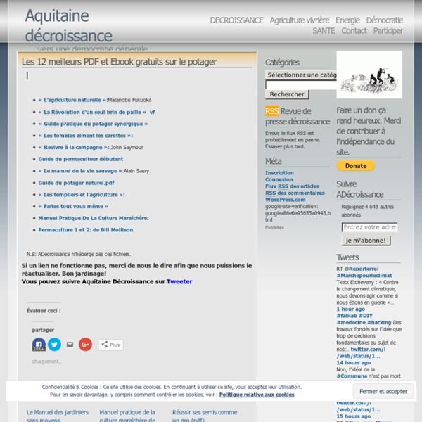 Les 12 meilleurs PDF et Ebook gratuits sur le potager « Aquitaine décroissance