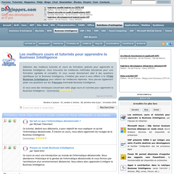 Les meilleurs cours, tutoriels et Docs sur la Business Intelligence