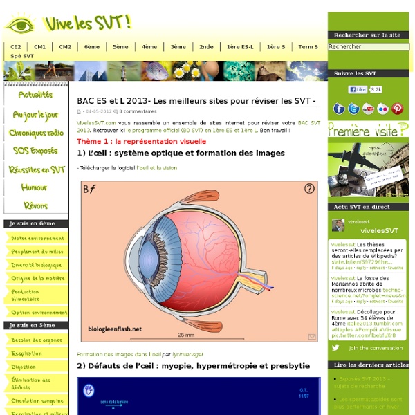 BAC ES et L 2013- Les meilleurs sites pour réviser les SVT -