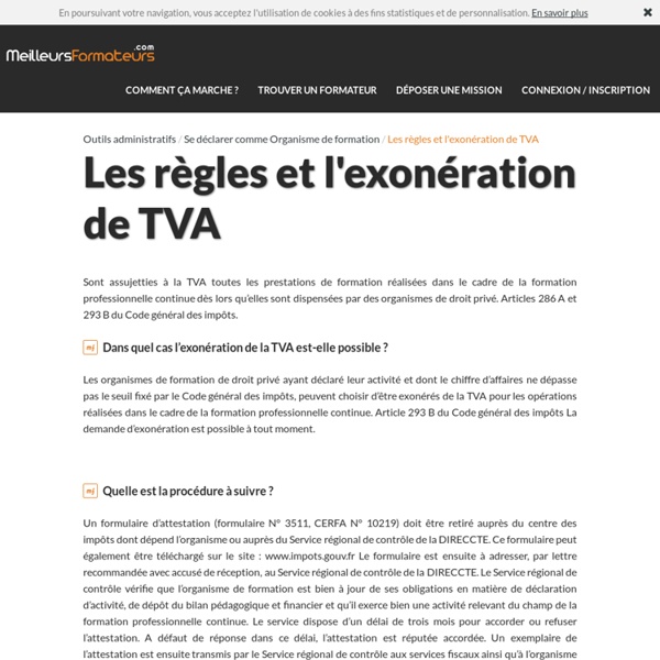 Les règles et l'exonération de TVA / meilleursformateurs.com