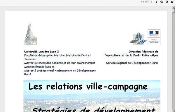 Les relations ville-campagne Stratégies de développement urbain-rural en Rhône-Alpes