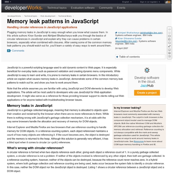 Memory leak patterns in JavaScript