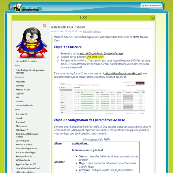 MDM Meraki Cisco - Tutoriel - Le coin TUIC du maitre - Iconito