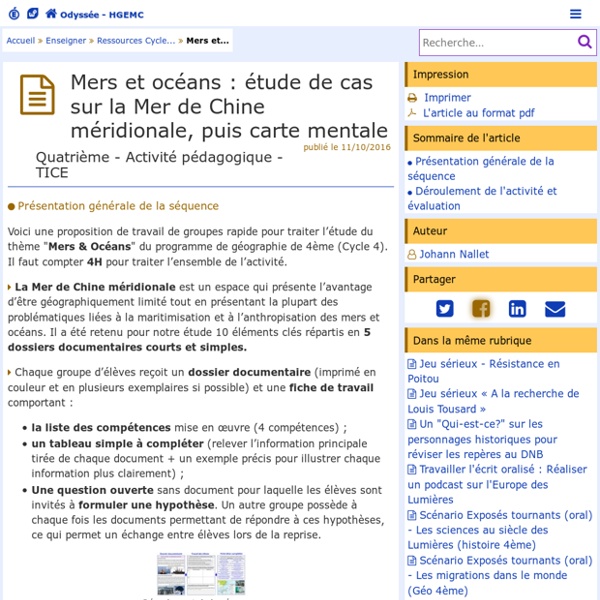 Mers et océans : étude de cas sur la Mer de Chine méridionale, puis carte mentale- Odyssée : Histoire Géographie Éducation civique