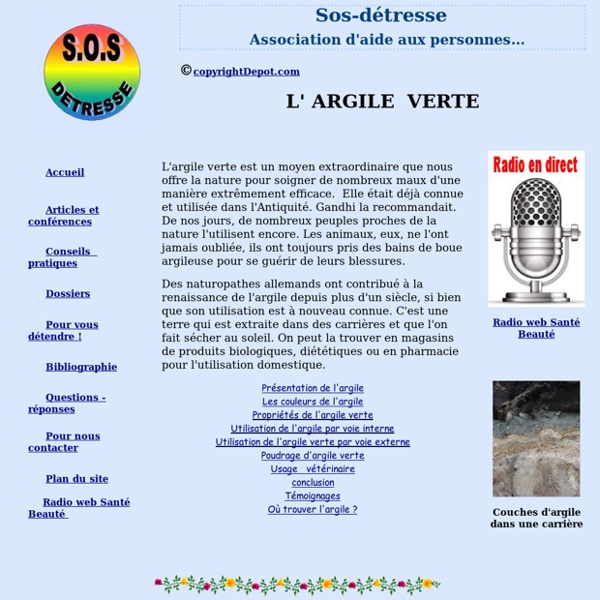 L'ARGILE VERTE : merveille, miracle de la nature...plaies, brulures, entorse...usages internes