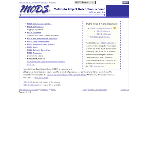 MODS Metadata Object Description Schema: MODS
