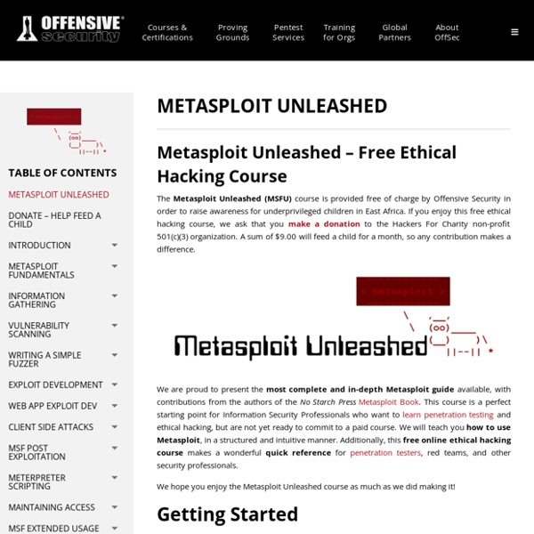 Metasploit Unleashed - Free Online Ethical Hacking Course