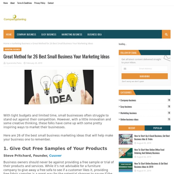 Great Method for 26 Best Small Business Your Marketing Ideas