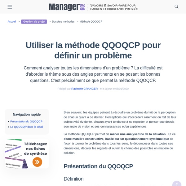Méthode QQOQCP : analyse et résolution des problèmes