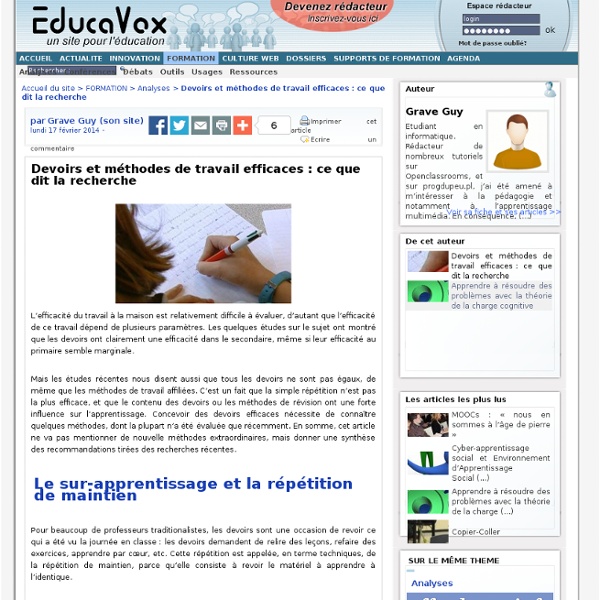 Devoirs et méthodes de travail efficaces : ce que dit la recherche