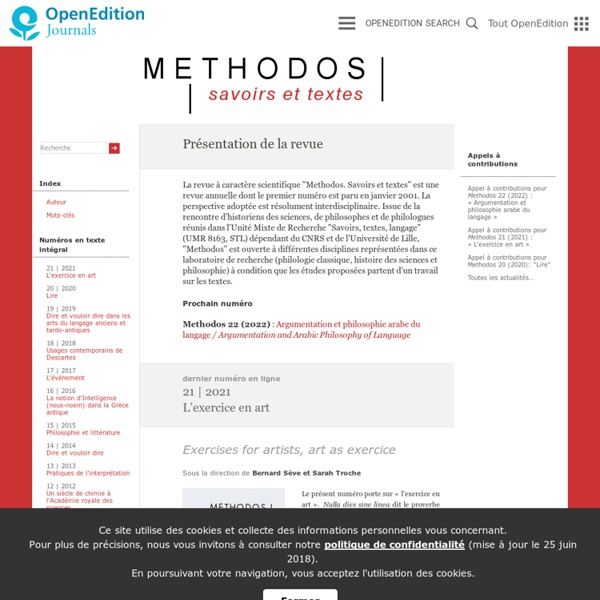 Methodos - Savoirs et textes