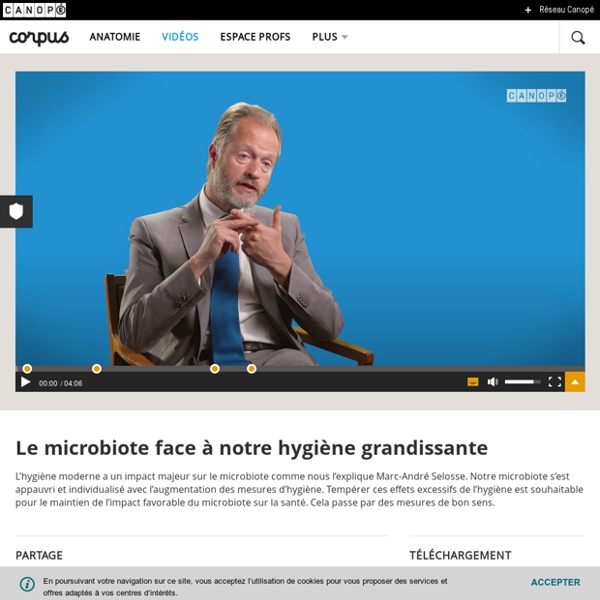 Vidéo Le microbiote face à notre hygiène grandissante par Marc-André Sélosse (4'06) Corpus réseau Canopé