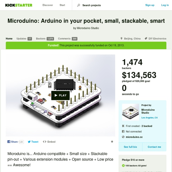 Microduino: Arduino in your pocket, small, stackable, smart by Microduino Studio