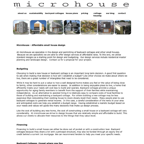 Microhouse - affordable design small cottage plans