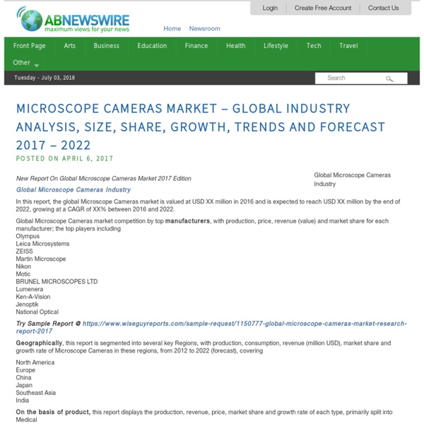 Microscope Cameras Market – Global Industry Analysis, Size, Share, Growth, Trends and Forecast 2017 – 2022