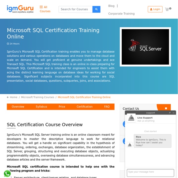 Microsoft SQL Certification Course - IgmGuru