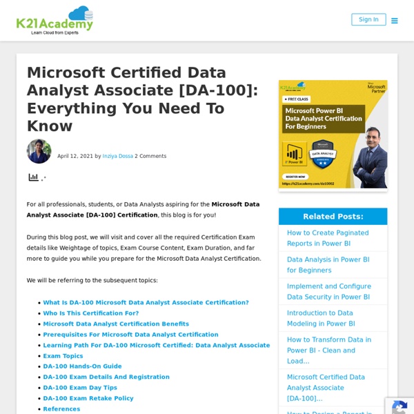 Microsoft Data Analyst Associate [DA-100] Certification