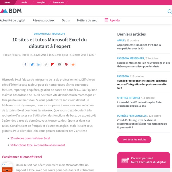 10 sites et tutos Microsoft Excel du débutant à l'expert