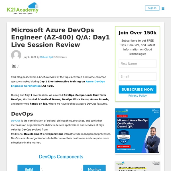 Microsoft Azure DevOps Engineer (AZ-400) Q/A: Day1 Live Session Review - Cloud Training Program