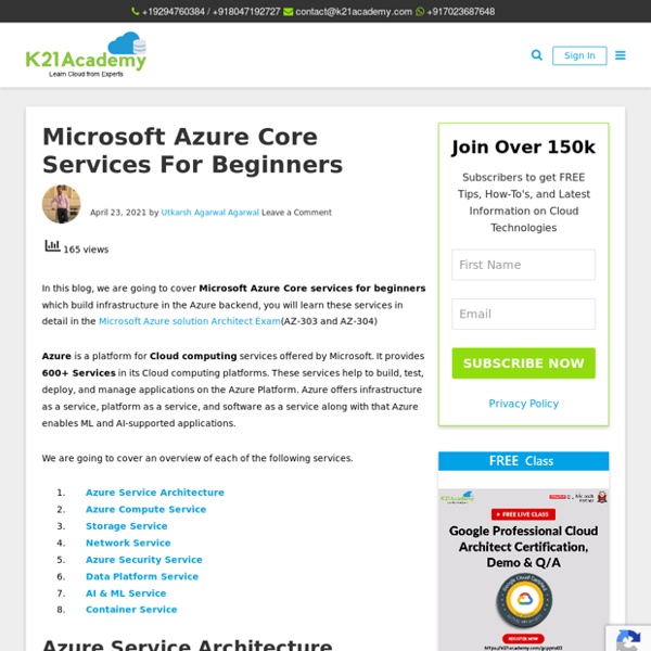 Microsoft Azure Core Services For Beginners - Cloud Training Program