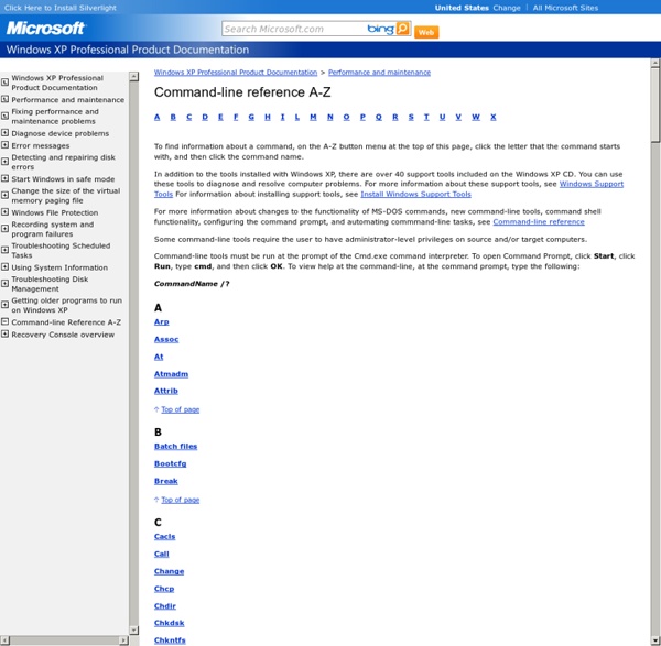 Windows XP - Command-line reference A-Z