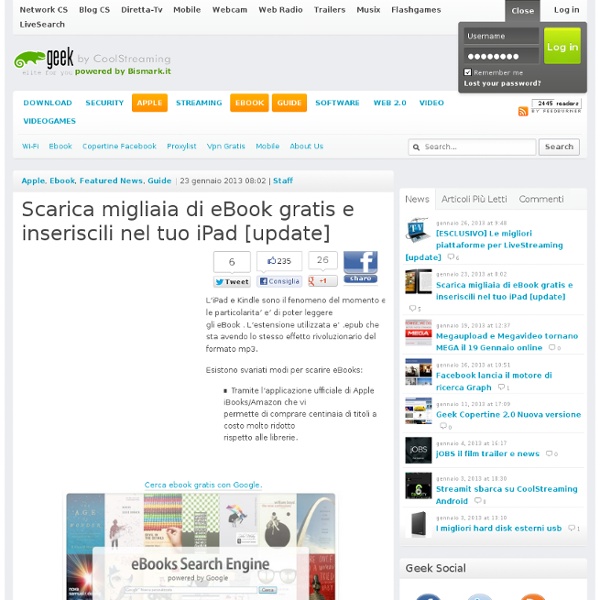 Scarica migliaia di eBook gratis e inseriscili nel tuo iPad [update] - Geek Blog e Web 2.0 Software, News dal web powered by Bismark.it