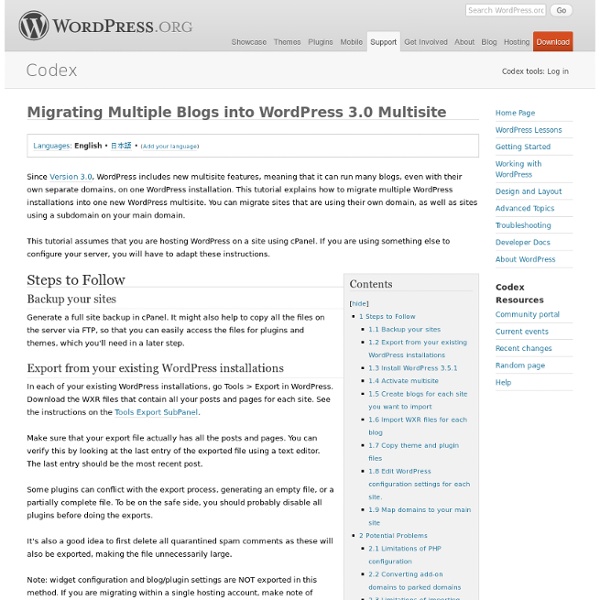 Migrating Multiple Blogs into WordPress 3.0 Multisite
