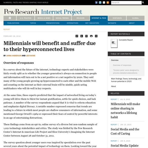 Millennials will benefit and suffer due to their hyperconnected lives