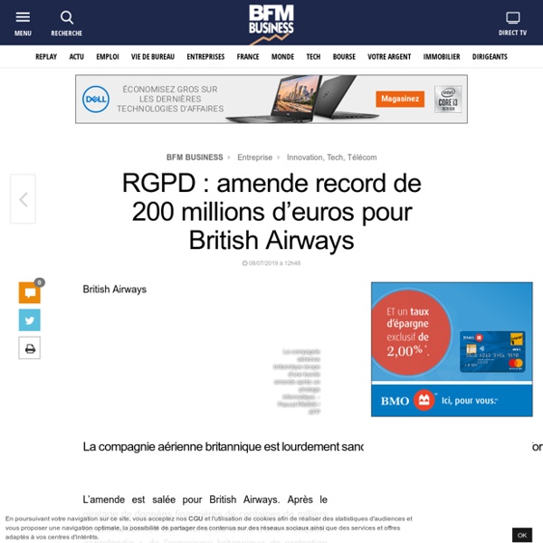 RGPD : amende record de 200 millions d’euros pour British Airways