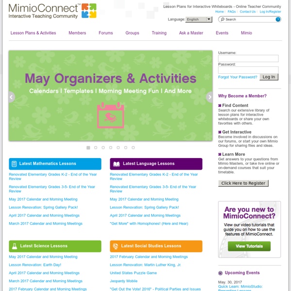 MimioConnect.com, a community for teachers and educators, a resource Mimio lessons and activities